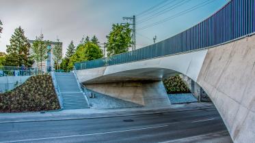 Fuß- und Radwegbrücke Offenbachstraße Nord. Foto: M. Lederwascher / WTM Engineers